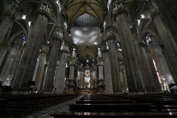 Fototapeta premium Milan,Italy-July 24, 2018: Interior of Duomo, Milan gothic cathedral