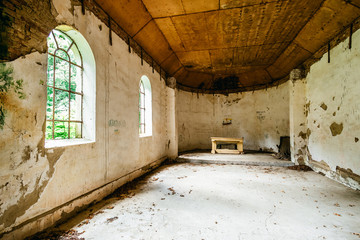 Fototapeta na wymiar Old abandoned church inside