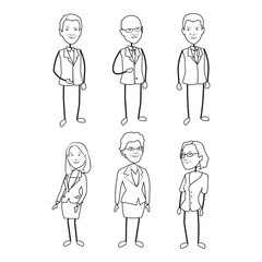 6 Stick Figure Characters Male Female Vector Artwork Line Art