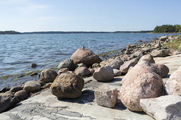 Archipelago view in Finland on a sunny summer day.