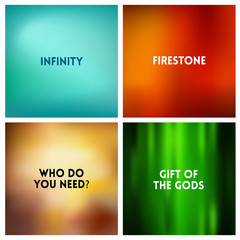 Abstract vector multicolored blurred background set. 4 colors set.
