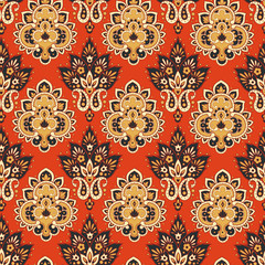 Floral Seamless pattern with paisley ornament.