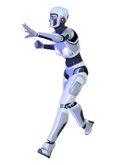 3D Rendering Female Robot on White