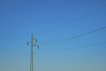 Power line with blue sky