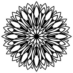 Laser cutting flower. Vector mandala for coloring book. Floral ornament for antistress adult drawing. Complex design.