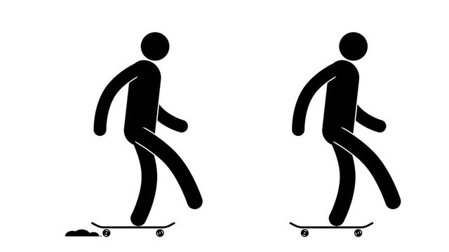 Pictogram man rides a skateboard. icon prople. Loop animation with alpha channel.