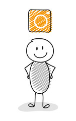 Cartoon stickman holding camera (social media) icon. Vector.