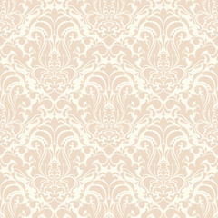 Vector damask seamless pattern background. Classical luxury old fashioned damask ornament, royal victorian seamless texture for wallpapers, textile, wrapping. Exquisite floral baroque template.