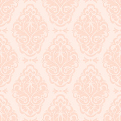 Vector damask seamless pattern background. Classical luxury old fashioned damask ornament, royal victorian seamless texture for wallpapers, textile, wrapping. Exquisite floral baroque template.