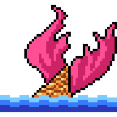 Obraz premium vector pixel art fish swim