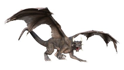 3D Rendering Fantasy Dragon on White