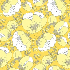 Fototapete Tender elegant yellow rose flower seamless pattern. © galyna_p