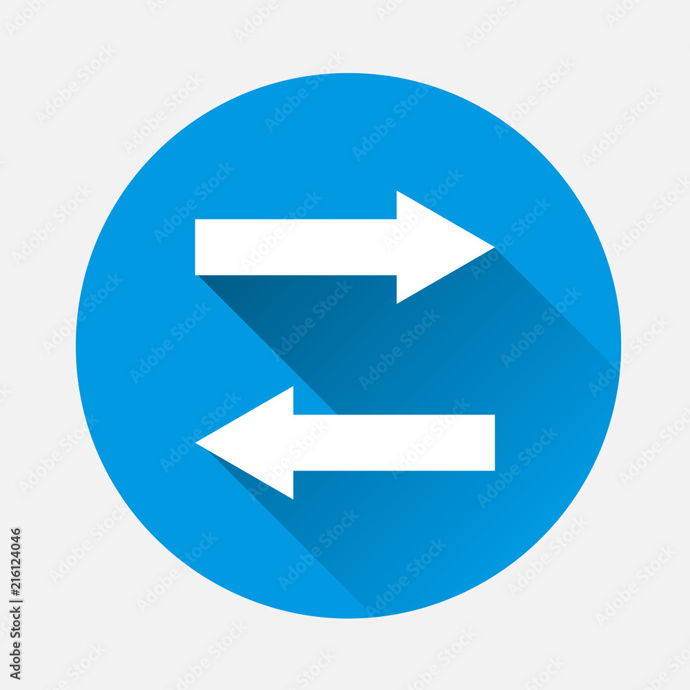 Poster horizontal arrows vector icon. exchange symbol and horizontal reflection with a flat shadow. layers 