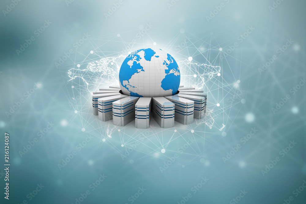 Poster 3d rendering database storage illustration