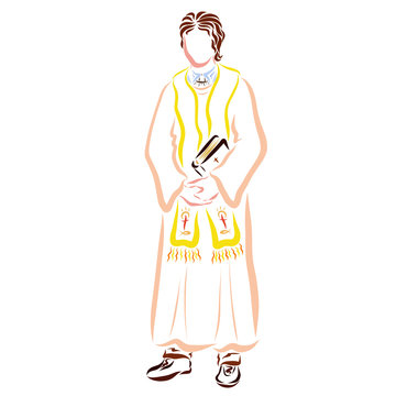 recommend clip art: A young priest with a Bible in his hands