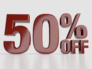 promoção vendas 50 porcentagem desconto 3D texto