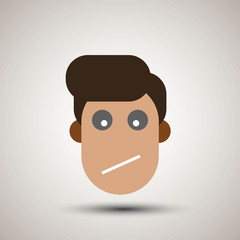 Sad or disappointed Man laugh or smile, emoji isolated flat vector icon