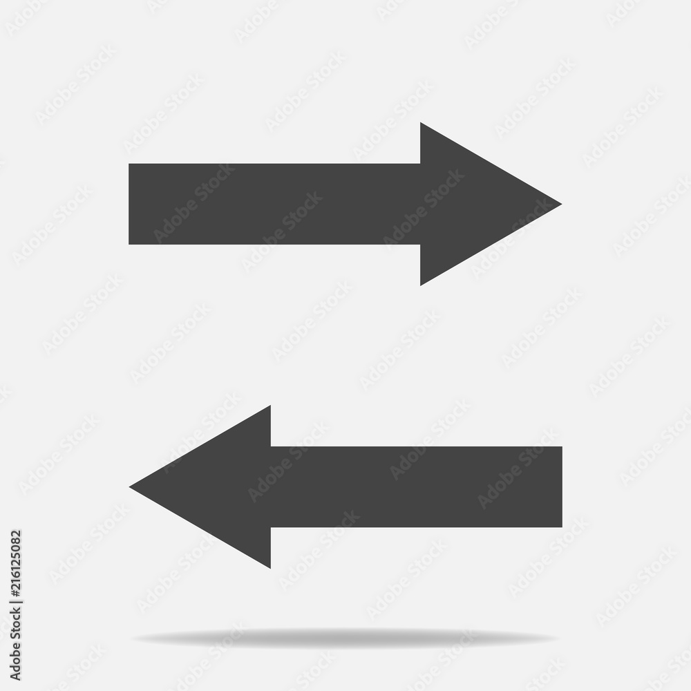 Poster horizontal arrows vector icon. exchange symbol and horizontal reflectionlayers grouped for easy edit