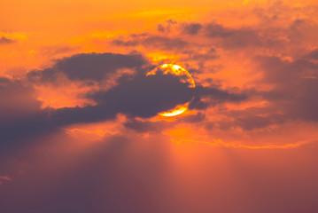 colorful dramatic sky with cloud at sunset
