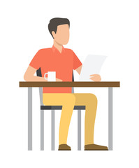 Person Reading and Sitting Vector Illustration