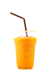 ICED MILK TEA. isolated on white background.