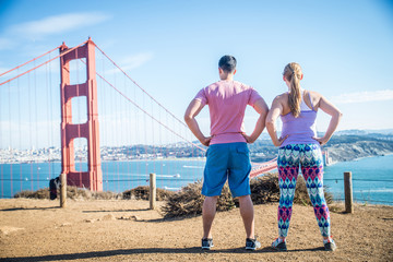 Couple running in San Francisco