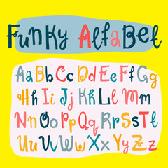 Hand drawn lettering funky alfabet . Handwritten ink lettering. Hand drawn vector elements. Modern brush calligraphy. Isolated on white background. © kseniya_ganz