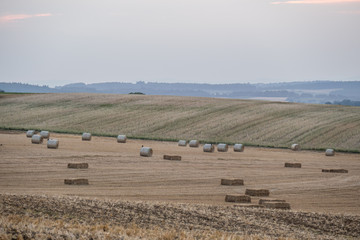 Obraz premium Heuballen bei Sonnenuntergang