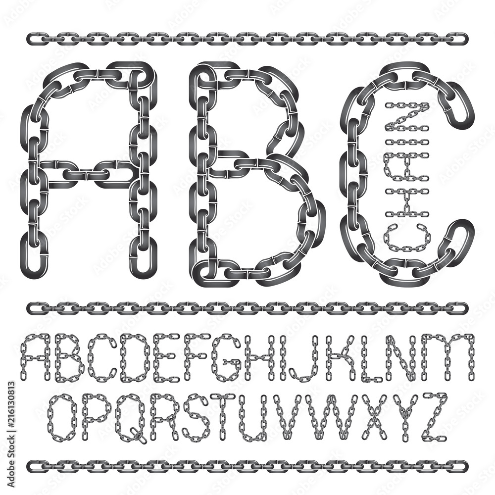 Fototapete set of vector english alphabet letters, abc isolated. capital decorative font created using connecte