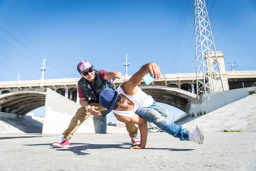 Breakdancers taking a selfie