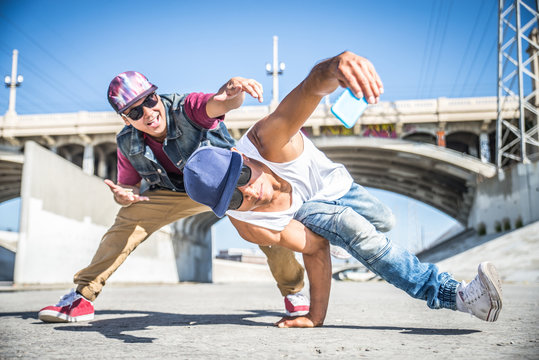 Breakdancers taking a selfie