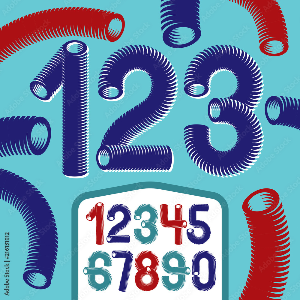 Poster trendy vector numerals collection. modern funky numbers from 0 to 9 best for use in logo, poster cre