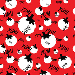 Tomato pattern. Vector seamless design.