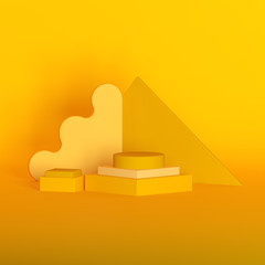 Minimalistic Yellow 3D Stage With Basic Shapes