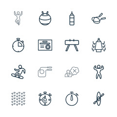 Collection of 16 training outline icons