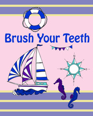  Nautical  Bathroom Decor Quotes Poster with ship