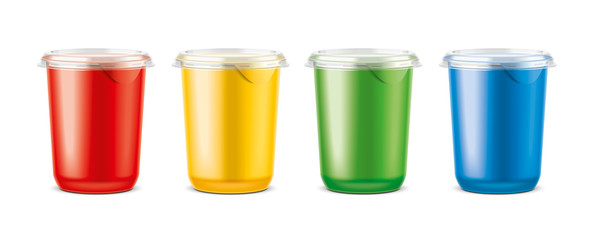 Cups for dairy and other foods. Big size version