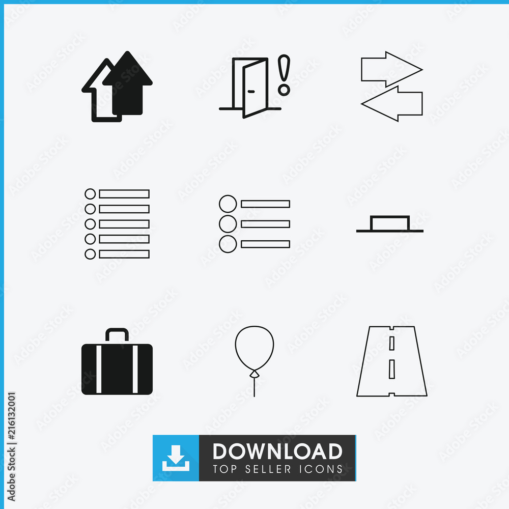 Poster collection of 9 navigation filled and outline icons