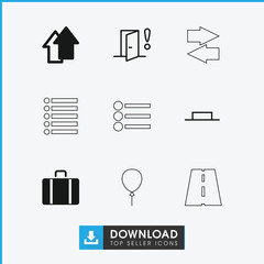 Collection of 9 navigation filled and outline icons
