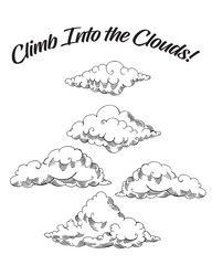  Quotes poster with clouds. Hand drawn sky vector illustration