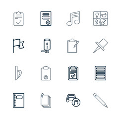 Collection of 16 note outline icons
