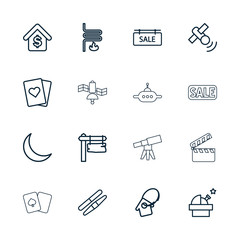 Collection of 16 space outline icons