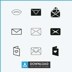 Collection of 9 postal filled and outline icons