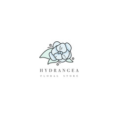 Vector template logo or emblem - floral store - hydrangea. Logo in trendy linear style.