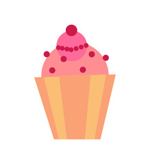 Cupcake with Lots of Berries Vector Illustration
