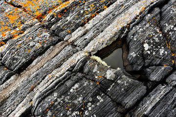 Nature background.  Rocks view on the coast of famous Atlantic Ocean Road -  Atlanterhavsveien , More og Romsdal county, Norway.