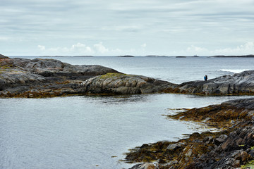 Rocks view on the coast of famous Atlantic Ocean Road -  Atlanterhavsveien , More og Romsdal county, Norway.