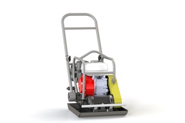 Fototapeta premium 3D modeling of a construction vibration plate with a two-stroke internal combustion engine.