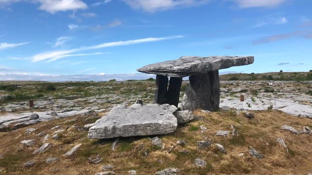 The Poulnabrone Dolmen is located near the townland of Caherconnell in co. Clare.A dolmen is a type of single-chamber megalithic tomb