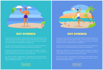 Hot Summer Web Posters Text, Guy Playing Ball Drink